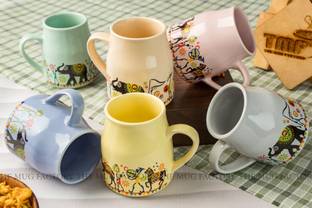 The Mug Factory Elephant printed Flask Cane Ceramic Coffee Mug