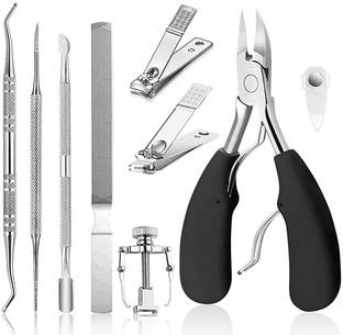 maycreate Ingrown Toenail Clippers for Ingrown or Thick Toenails, 9PCS Stainless Steel Toe Nail Clipper for Men & Seniors, Professional Pedicure Clippers Kit with Nail File