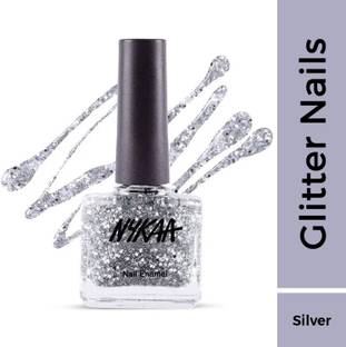 न्यका Star Studded Glitter Coat Nail Enamel Polish - Silver Snow 227 सिल्वर