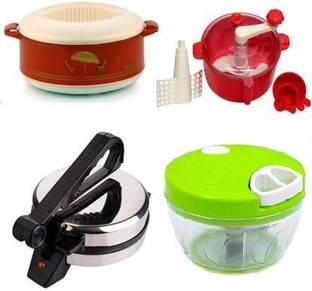 इको शॉपी Combo Pack Of Dough Maker || Casserole & Handy Chopper रोटी / खाखरा मेकर