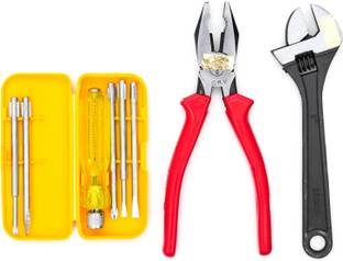 Globus 885..8" COMBINATION PLIER, 8" ADJUSTABLE WRENCH BLACK AND SCREW DRIVER SET/6 PCS Combination Screwdriver Set
