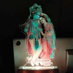 KRITAM 3D Illusion Radha Krishna Couple Night Lamp with 7 Color Changing LED Light (samll) Table Lamp