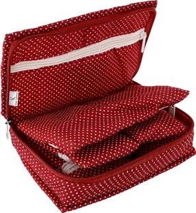 KUBER INDUSTRIES Dot Printed Portable Jewellery Organizer With 6 Pockets (Maroon)-HS_38_KUBMART21230 Jewellery Organizer Vanity Box