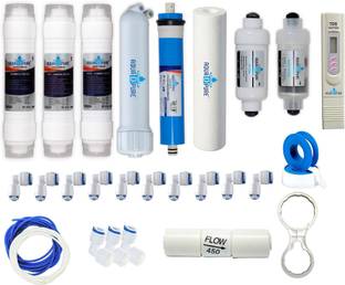 AquaDpure Complete RO kit of carbon and Sedement filter, 100 GPD membrane, UF membrarane, PP spun Pre-filter. Solid Filter Cartridge