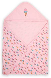 LuvLap Printed Crib Hooded Baby Blanket for  Mild Winter