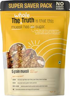The Whole Truth Breakfast Muesli - No Added Sugar 5 Grain Muesli | SUPER SAVER PACK | Pouch