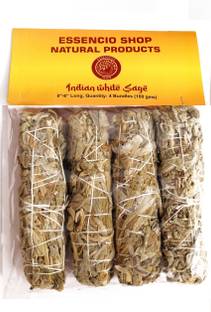 Essencioshop Indian white Sage 6 -7 inches 4 bundles ( 25 gram each) sage