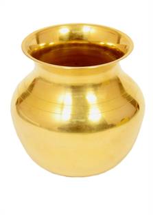 Poojan Paatr Traditional Brass Puja Kalasham/Kalash/Lota,Golden,(10cm). Brass Kalash
