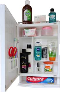 URBAN CHOICE bathroom organizer cabinet rack makeup storage with mirror Polypropylene Wall Shelf