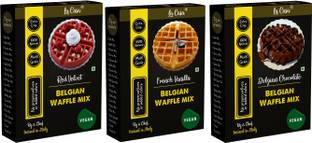 La Casa French Vanilla + Belgian Chocolate + Red Velvet Belgian Waffle Mix | Combo Pack | Pancake Mix | Multigrain | Vegan | Egg-Less | Extra Crisp | 1.2 kms | 1200 g