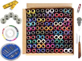 Upyukat Tailoring Accessory kit/ Tailoring kit/ Sewing Kit-Vardhman sewing threads ,Set of 100 in A Box, 180 MTS Each Spool-Thread Box With All Sewing Accessories Sewing Kit