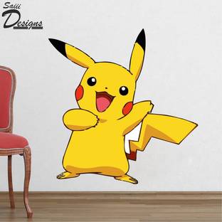 Decoration Stickers 83 cm Pikachu Wall Sticker to add life to your Walls (83cm x 83cm) Self Adhesive Sticker