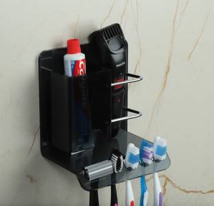 Flaner Acrylic Wall Mounted Toothpaste and Toothbrush Holder for Bathroom Accessories Acrylic Toothbrush Holder