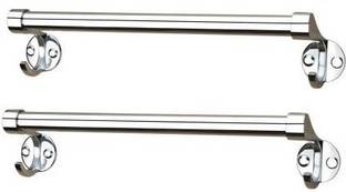 Zesta Stainless Steel Towel Bar 24 INCH | Bathroom Towel Rod Holder | for Kitchen and Washroom With Hook (Pack Of 2) 24 inch 2 Bar Towel Rod