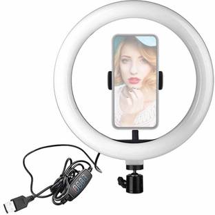 MOBONE ® 26cm Ring Fill Light Selfie Light Studio Ring Light Photo Video Camera Light USB Lamp With Metal Ball Head Clip Stand 3 Lights Adjustable Stepless Dimming For Youtube Makeup Live Broadcast Video 3600 lx Camera LED Light