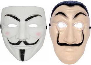 yubirth White Vendetta & Money Heist Character Party Mask (Multicolor, Pack of 2) Party Mask