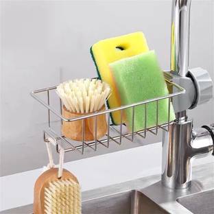 KitchenFest ® Kitchen Sink Caddy Storage Organizer Drainer for Dishwashing Soap Sponge Holder Faucet Storage Rack