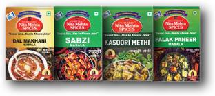 KITCHEN QUEEN NITA MEHTA Combination of Dal Makhani Masala | Sabzi Masala | Kasoori Methi | Palak Paneer Masala | Perfect Spices Powders Combo for Perfect Food