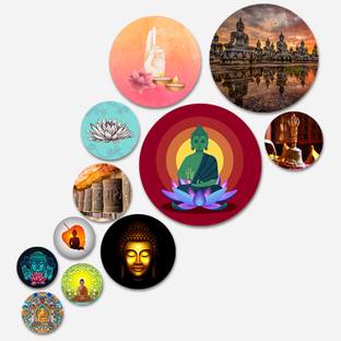 Artvibes Wooden Wall Hanging Art Decoration Item for Home|Wall Decor Item|Gift(WPS_110N) Pack of 11