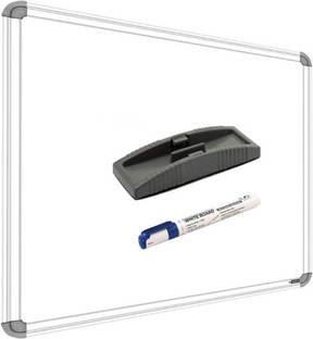 SRIRATNA Non Magnetic Non Magnetic Glossy 1.5 X 2 feet Glossy White Board, One Side White Board Marker and Reverse Side Green Chalk Board Surface Whiteboard with 1 Duster And 1 Marker, Whiteboards and Duster Combos