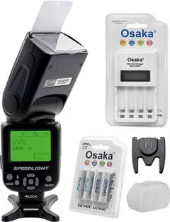 Osaka Camera Flash Speedlite Speedlight TT990 with 18-180 Manual Zooom for Nikon Sony Canon (See fig 2) All DSLR Camera with NI-MH HR06 4xAA 3000mAh Battery Ultra Fast Charger OSK-C903W LCD Charger Flash