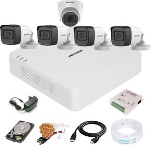 HIKVISION 8 Channal Turbo HD H.265 DVR,Outdoor & Indoor Camera 1080P Turbo HD AUDIO 5Pcs Security Camera