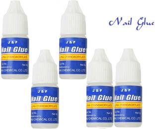 J & F Nail Glue For Artificial Nail Waterproof Nail Adhesive Bottle Arylic Nails Professional NAil Art Gum For Fake Nails Pack of 5