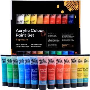 Levin Acrylic Paint Set, 18 Piece, 36ml Tubes. Lightfast Colours with Great Coverage, Ideal for Canvas, Wood, Fabric, Leather, Cardboard, Paper, MDF and Crafts.