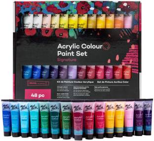 Levin Acrylic Paint Set 48 Colors 36ml, Suitable for Canvas, Wood, MDF, Leather, Air-Dried Clay, Plaster, Cardboard, Paper and Crafts