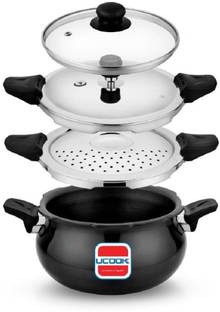 UCOOK By United Ekta Engg. Smart 3 in 1 Multipurpose All in one 5 L Outer Lid Induction Bottom Pressure Cooker