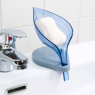 Tapixaa Leaf Shaped Self Draining Soap Dish Holder Tray Leaf Shape Plastic Soap Bar Holder Dispenser Sponge Holder for Bathroom Kitchen Sink Wash Basin Soap Draining Box