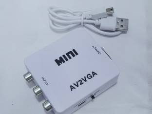 TERABYTE Mini AV to VGA Converter Box Audio Video to VGA Converter, AV RCA to VGA Converter, Setup Box connect to VGA LED Monitors Media Streaming Device