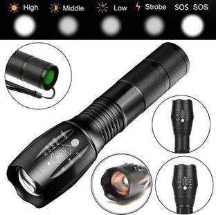 S.S.LIVE New BRIGHT LIGHT 900M Range Long Beam 5 Mode Waterproof Rechargeable Battery Penlight Waterproof Light Led Flashlight Torch 5W Emergency Table Lamp LONG PRESS FOR BLINKER Torch (Black : Rechargeable)(Multicolor) Torch