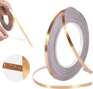 MAAUVTOR Single Sided Handheld Dispenser 50 Meters Golden Tape, Home Floor Wallpaper Waterproof Tiles, Tile gap Tiles Stickers for Floor(0.5CM Width, Golden) (Manual)