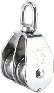 Vinayakart 32 mm Stainless Steel Double Wheel Block Climbing Pulley M 32 Climbing Pulley