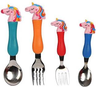 hEENAkART Unicorn Cutlery for Children Disposable Stainless Steel Cutlery Set