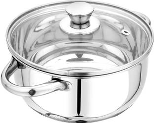 RBGIIT Tri Ply Bottom Cookware Sauce Pot With Glass Lid Pot 16 cm diameter 1 L capacity with Lid