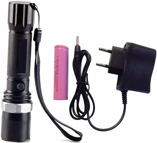 MOSHTU Bright 3 Mode Laser Power Flashlight Rechargable Torch Emergency Light for outdoor 1 hrs Torch Emergency Light