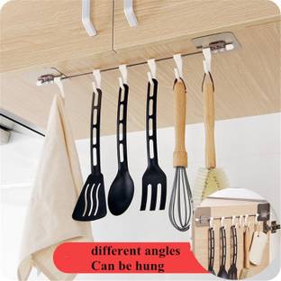 HFX 1 Pcs Stainless Steel 6 Hook Hanger Hook Rail 6