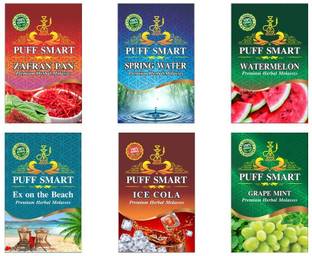 Puff Smart Premium Herbal Hookah Molasses Ex On The Beach, Spring Water, Zafran Pan, Watermelon, Ice Cola, Grape Mint Hookah Flavor