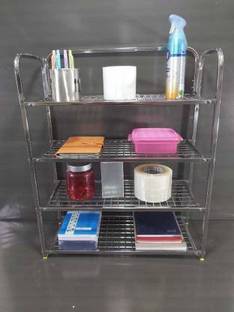 FORTUNE BLU Containers Kitchen Rack Steel 4 Layer Wall Mount Multipurpose Rack | Shoe Rack | Utensils Rack | Kitchen Dish Rack | Book Shelf | Modern Kitchen Storage Rack (31 x 24 inch) Utensil Kitchen Rack (Steel)
