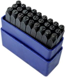 Luxuro Economy Letter Punch Set 3/16 Inches-4.8mm-Black Finish|27 Stamps Hardened Steel Punches & Punching Machines