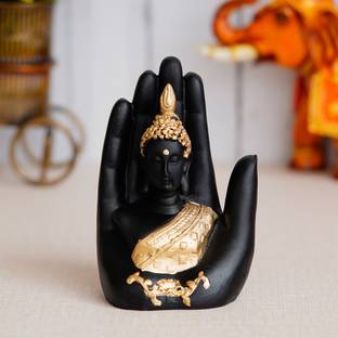 Royalbox Golden Handcrafted buddha Palm Buddha for home decor Decorative Showpiece  -  10 cm