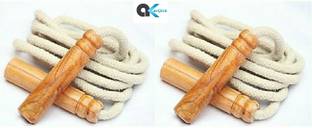 A.K (Pack Of 2Pcs) Cotton Jumping Rope With Wooden Handle Speed Freestyle Skipping Rope