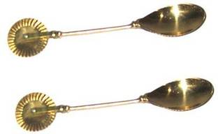 Agromech Brass Table Spoon With Firki Wheel (Pack of 2) Brass Table Spoon Set