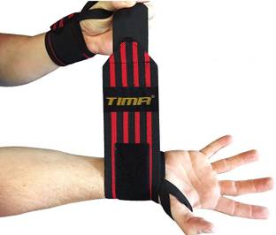 TIMA Washable Elasticized Polyester Wrist Support (Red Line, 18-inch) - Pack of 2 Wrist Support