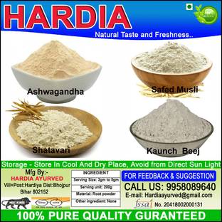 Hardia Ashwagandha safed musli shatavari kaunch powder 200 gm Combo Pack [50 gm Each]
