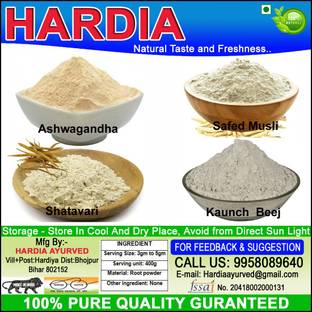 Hardia Ashwagandha safed musli shatavari kaunch beej powder 400gm Combo Pack[100 gm Each]