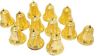 Nutts Golden Colored Plastic Bells for Crafts/Decoration/Festive Decor (Pack of 100)