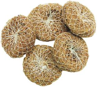 sivasakthi stores 5 Natural Vetiver (Khus) Bath Scrubber with Plastic Free Cotton Cover